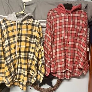2 American Eagle flannel hoodies
